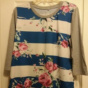 Floral / stripe shirt